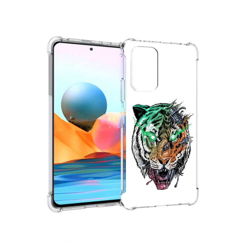 

Чехол MyPads Tocco для Xiaomi Redmi Note 10 Pro робо-тигр (PT158414.284.584), Прозрачный, Tocco