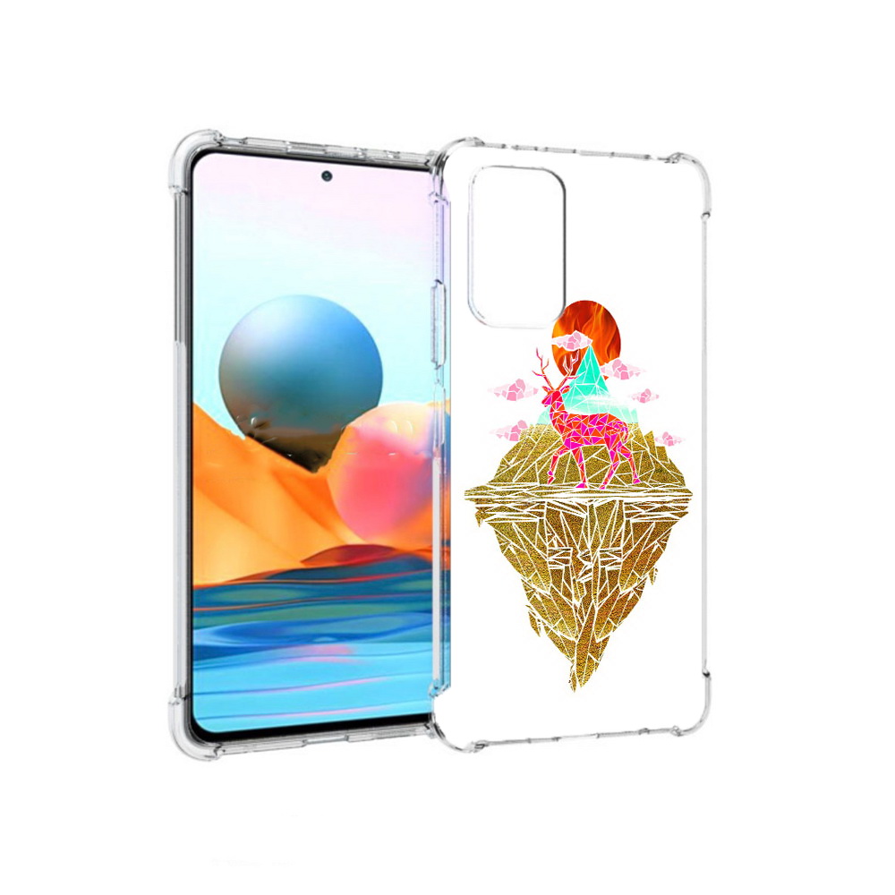 Чехол MyPads Tocco для Xiaomi Redmi Note 10 Pro розовый олень абстракция