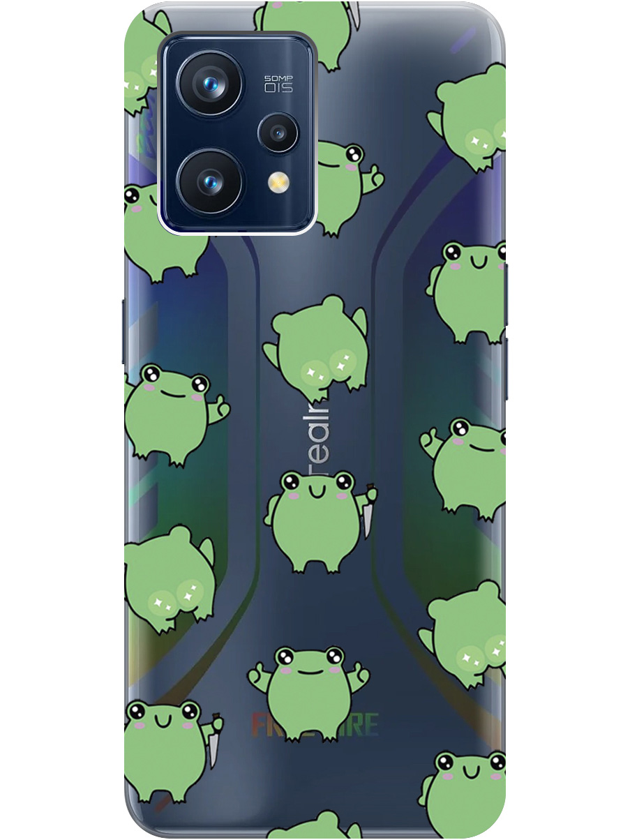 

Силиконовый чехол на Realme 9 Pro+ с рисунком "Лягушка с ножиком" прозрачный, Прозрачный;зеленый, 20000480