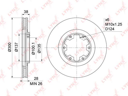 

Диск торм.пер.(300x28) NISSAN Pathfinder(R50) 3.2D-3.5 97-04 / Pick Up(D22) 2.4-3.3 98=>