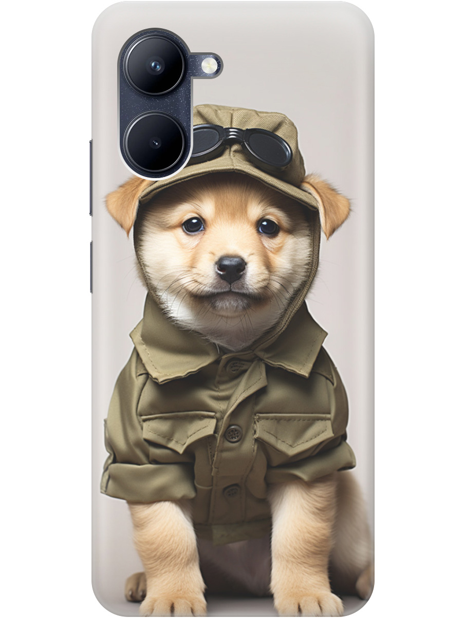 

Силиконовый чехол на realme C33 с рисунком "Щенок в форме", Серый;зеленый, 20000858