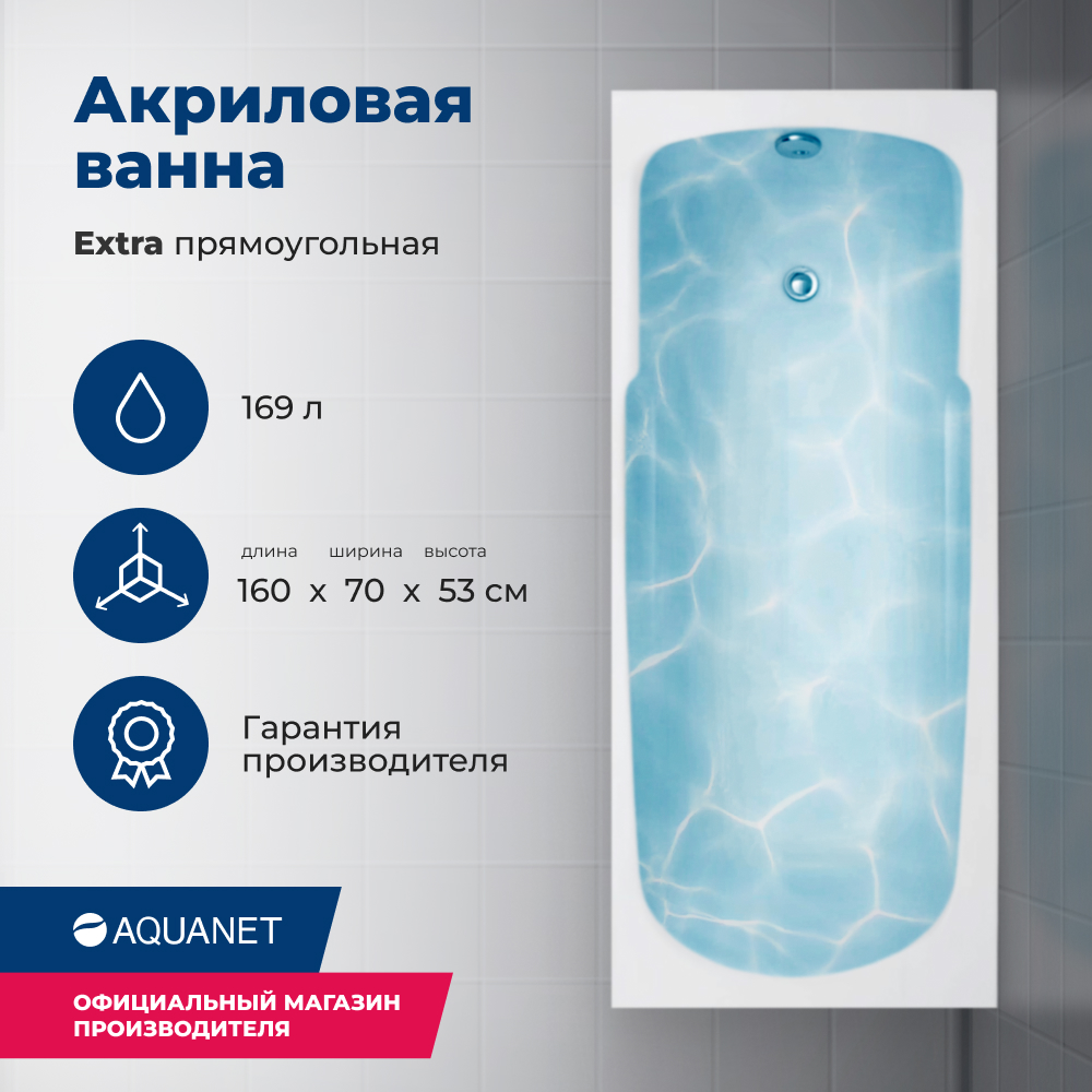 Акриловая ванна Aquanet Extra 160x70 (с каркасом) каркас aquanet