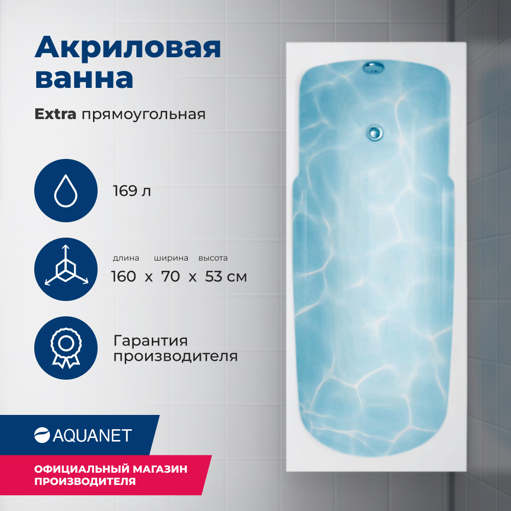 Акриловая ванна Aquanet Extra 160x70 (с каркасом) маленькие истории о cелезне который очень хотел стать крутым и любил конфеты