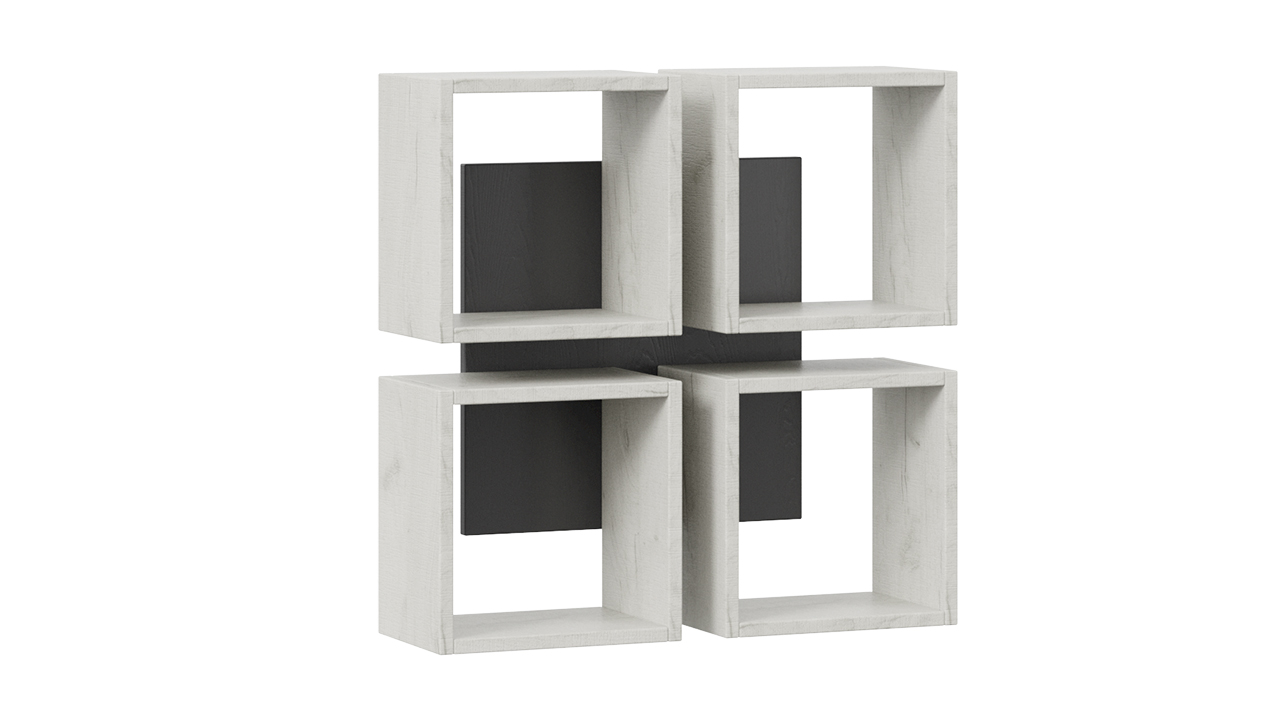 фото Полка мебель трия настенная прямая 8, графит серый, дуб крафт белый