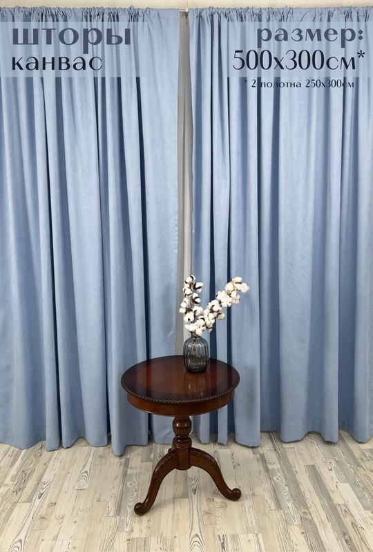 

Шторы Милкитекс "Канвас" 500х300см (250х300см - 2шт), барвинковый, Канвас