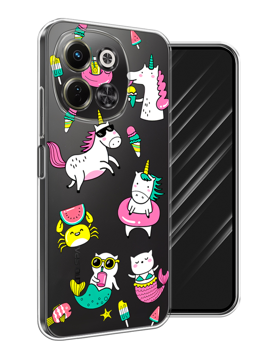 

Чехол Awog на Tecno Spark 30 5G "На отдыхе", Белый;бирюзовый;розовый, 309750-1
