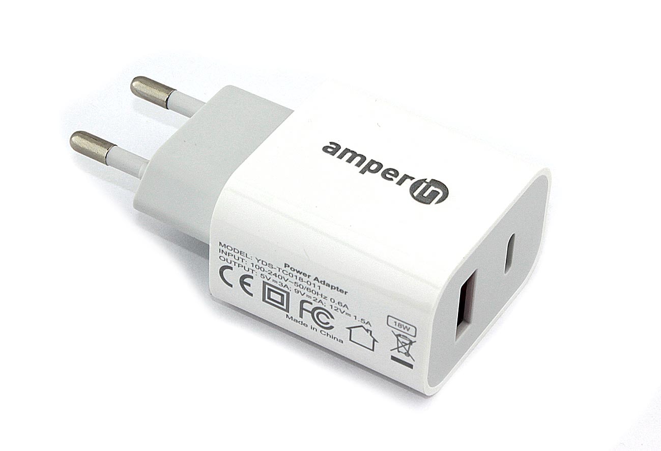 

Сетевое зарядное устройство Amperin Quick Charge 2-Port QC 3.0 USB+Type-C USB 18W