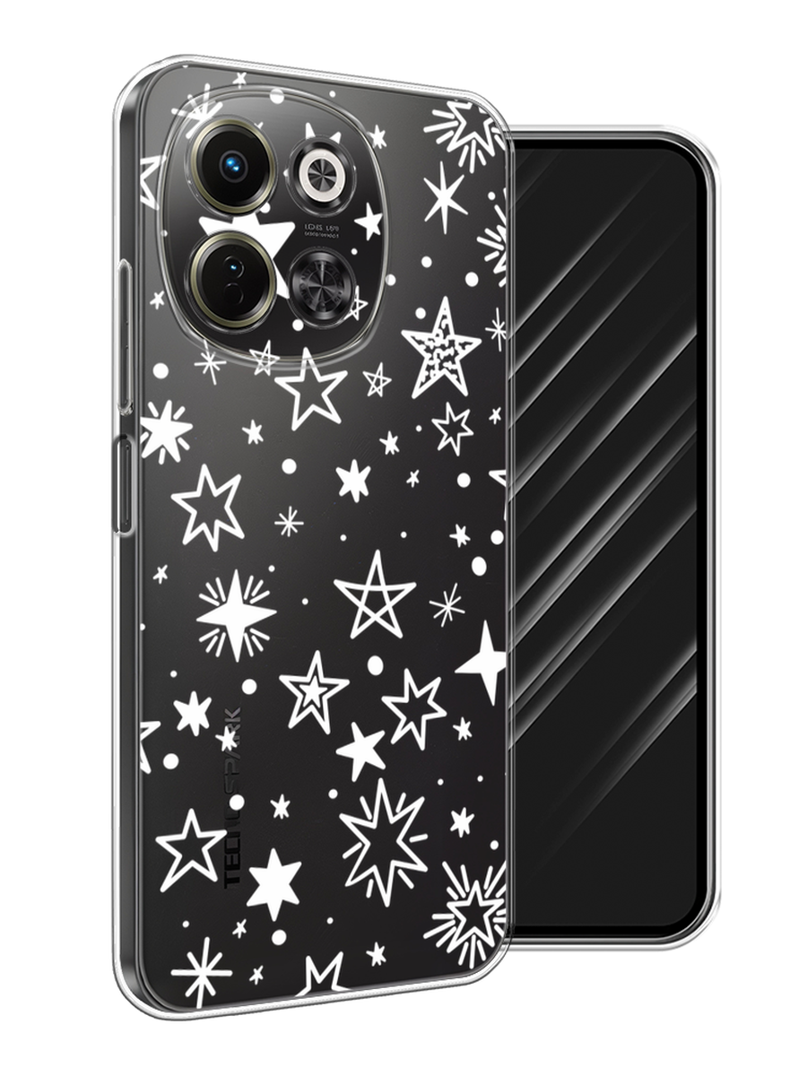 

Чехол Awog на Tecno Spark 30 5G "Звездочки графика белая", Прозрачный;белый, 309750-1
