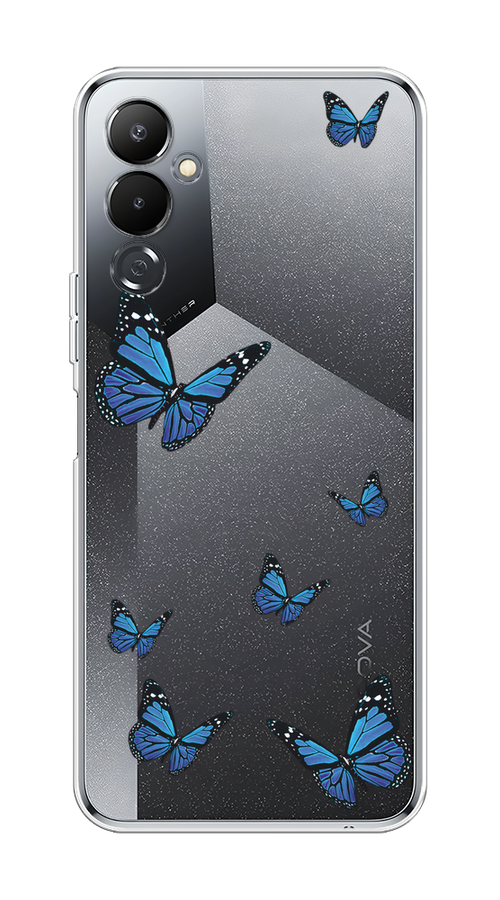 

Чехол на Tecno Pova 4 "Blue butterflies", Синий;черный, 302550-1