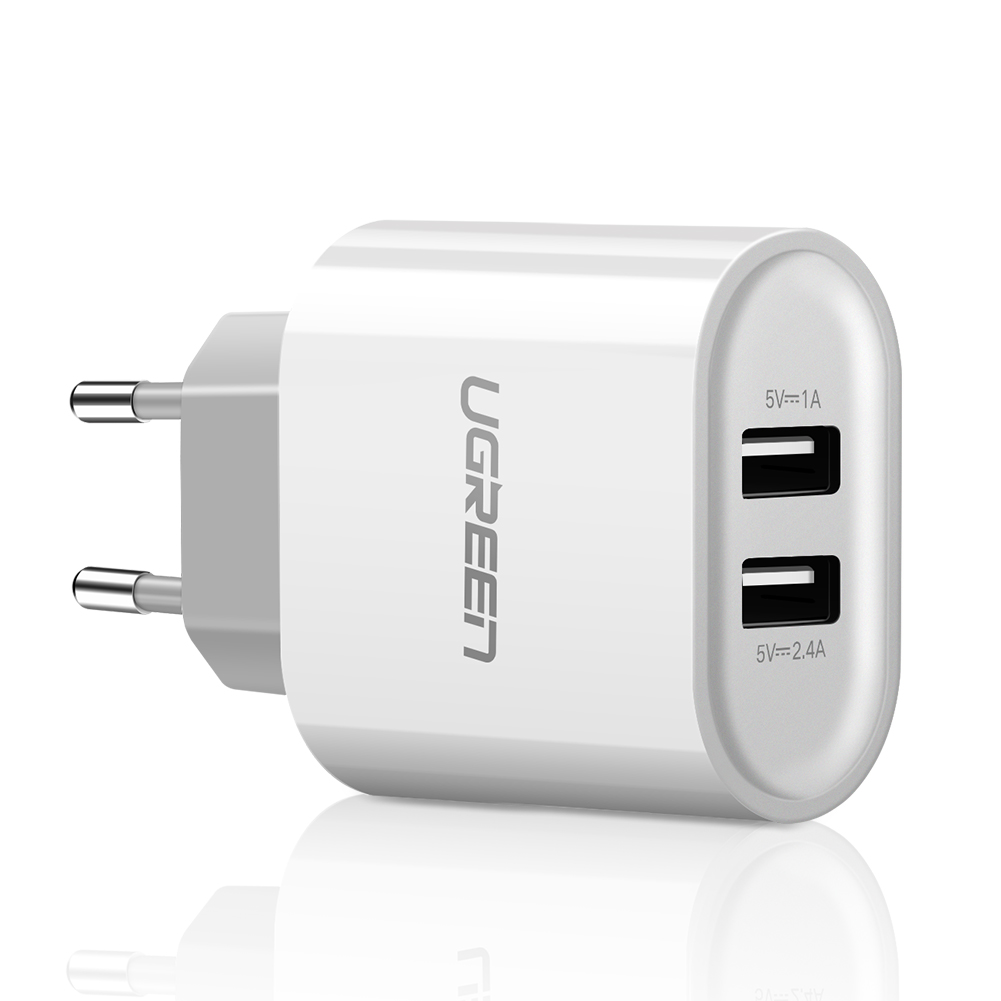 

Сетевое зарядное устройство UGREEN CD104 Dual USB Wall Charger, 3.4A, EU, белый, Сетевое зарядное устройство UGREEN CD104 (20384) Dual USB Wall Charger 3.4A EU с двумя портами USB. Цвет: белый