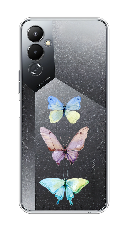 

Чехол на Tecno Pova 4 "Акварельные бабочки", Бирюзовый;розовый, 302550-1