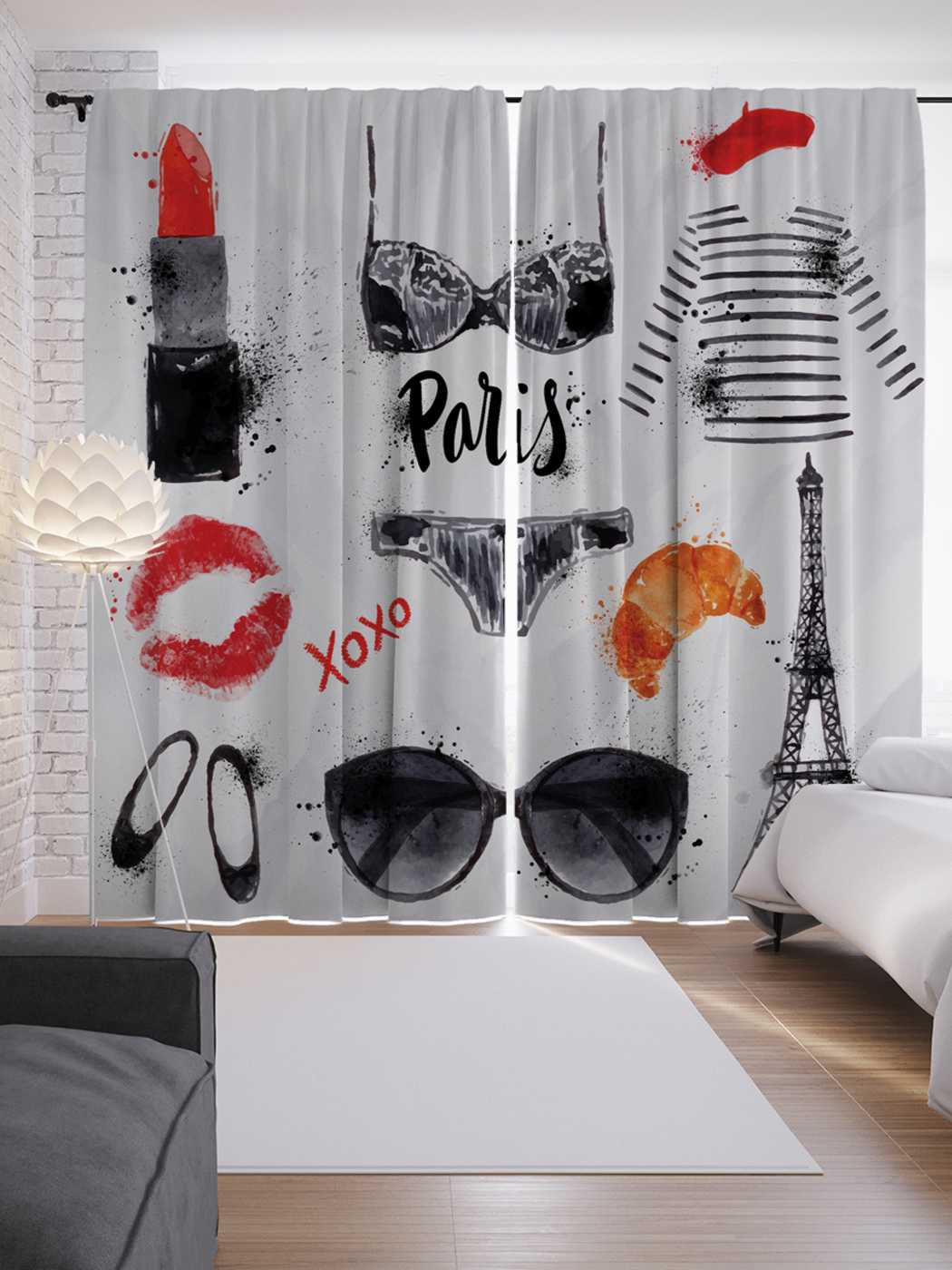 фото Шторы joyarty с фотопечатью "влюбись в париж" из сатена, 290х265 см