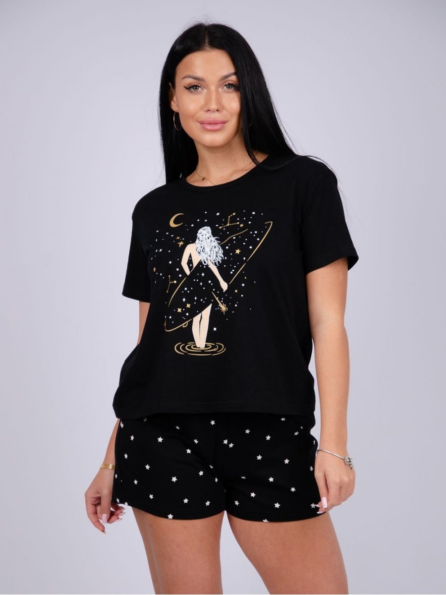

Пижама женская Ромашка+ 29862 черная 50 RU, Черный, 29862
