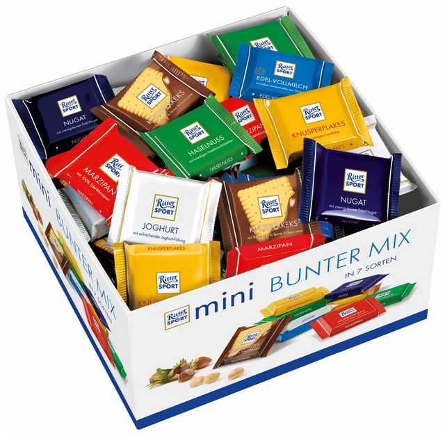 Шоколад Ritter Sport Mini Bunter Mix Ассорти 7 вкусов, 16,67 г х 84 шт