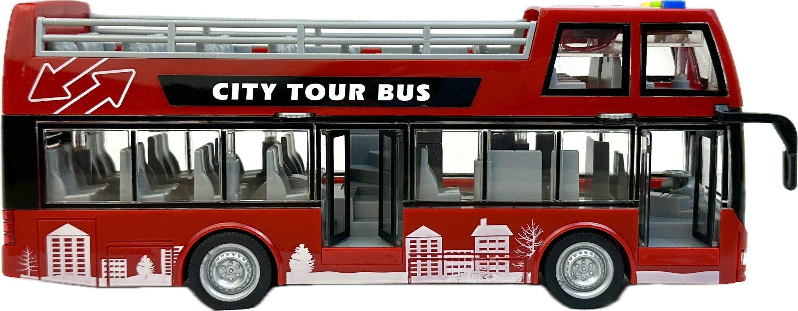 Двухэтажный автобус Play Smart City 1 16 двери открываются красный 4776₽