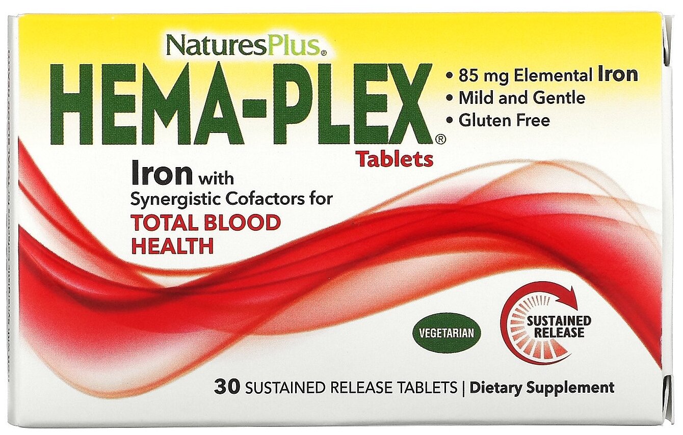 Витамины и минералы для спортсменов Nature's Plus Hema-Plex 30 таблеток