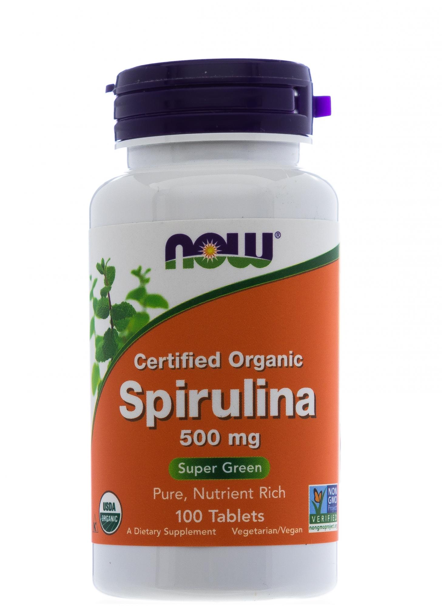 фото Витамины и минералы now spirulina 500 мг таблетки 100 шт.