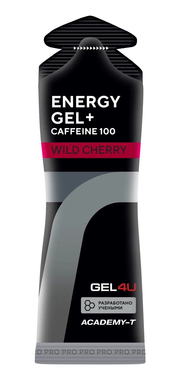 Гель энергетический GEL4U, Energy Gel + Caffeine 100, 10х60мл (Вишня)