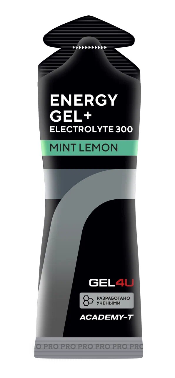 

Гель энергетический GEL4U, Energy Gel + Electrolyte 300, 6х60мл (Лимон-мята), Energy gel+ electrolyte 300