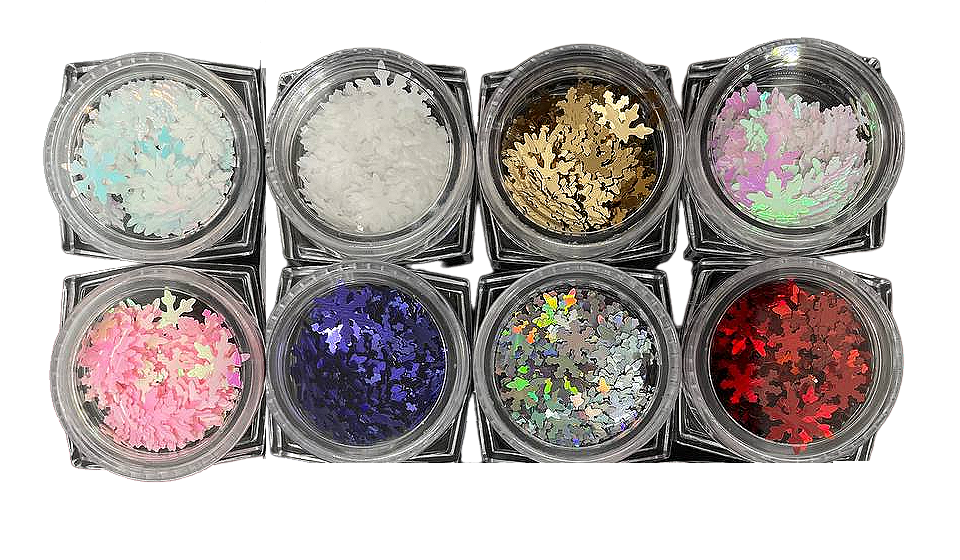 Конфетти разноцветные снежинки Byfashion для дизайна ногтей 8 шт фотобаннер 250 × 200 см с фотопечатью люверсы шаг 1 м снежинки и мерцание