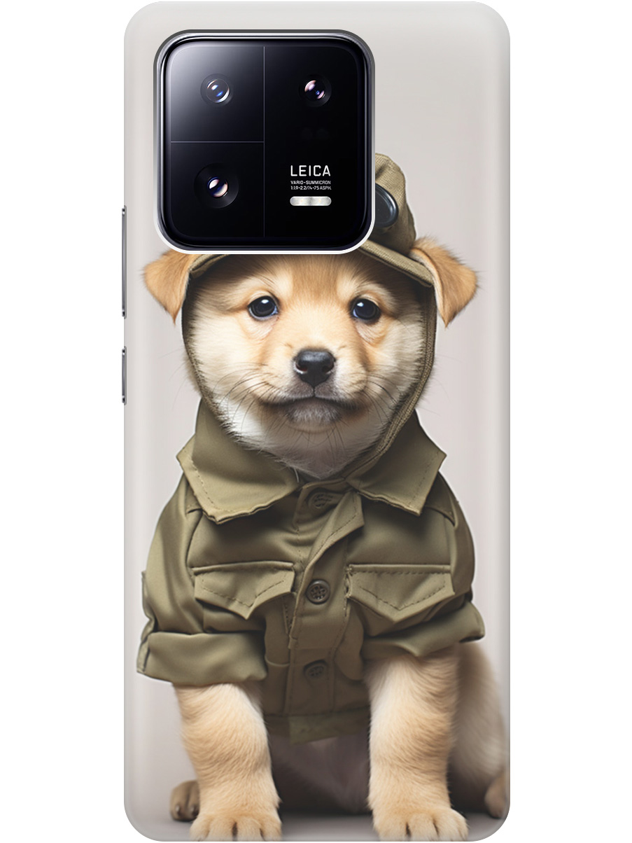 

Силиконовый чехол на Xiaomi 13 Pro с рисунком "Щенок в форме", Серый;зеленый, 20000268
