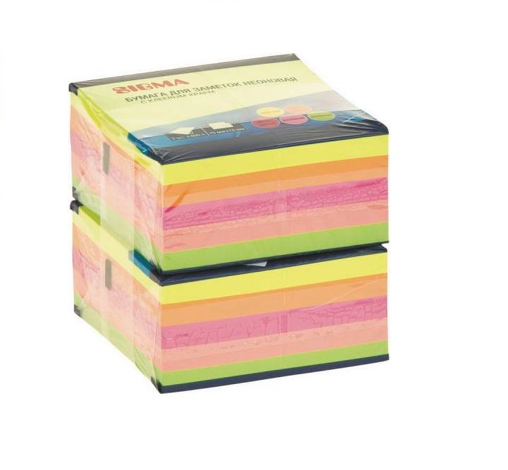 Блок бумаги для заметок Sigma 5 цветов 76х76мм 400л 2шт