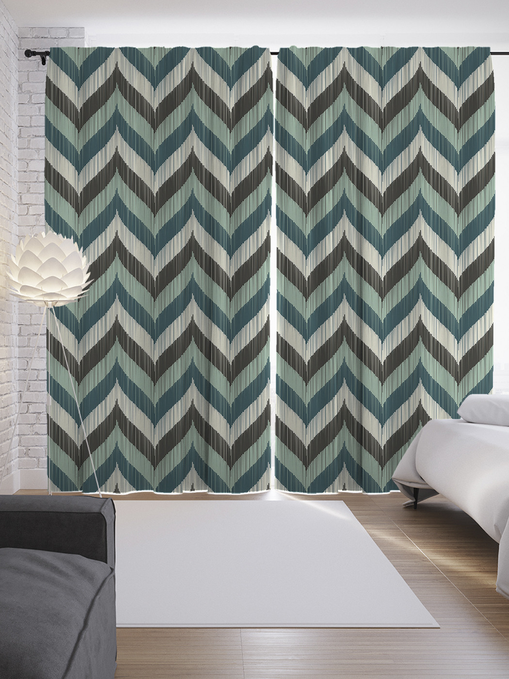 

Шторы JoyArty с фотопечатью "Узорный зигзаг" из сатена, 290х265 см, Узорный зигзаг