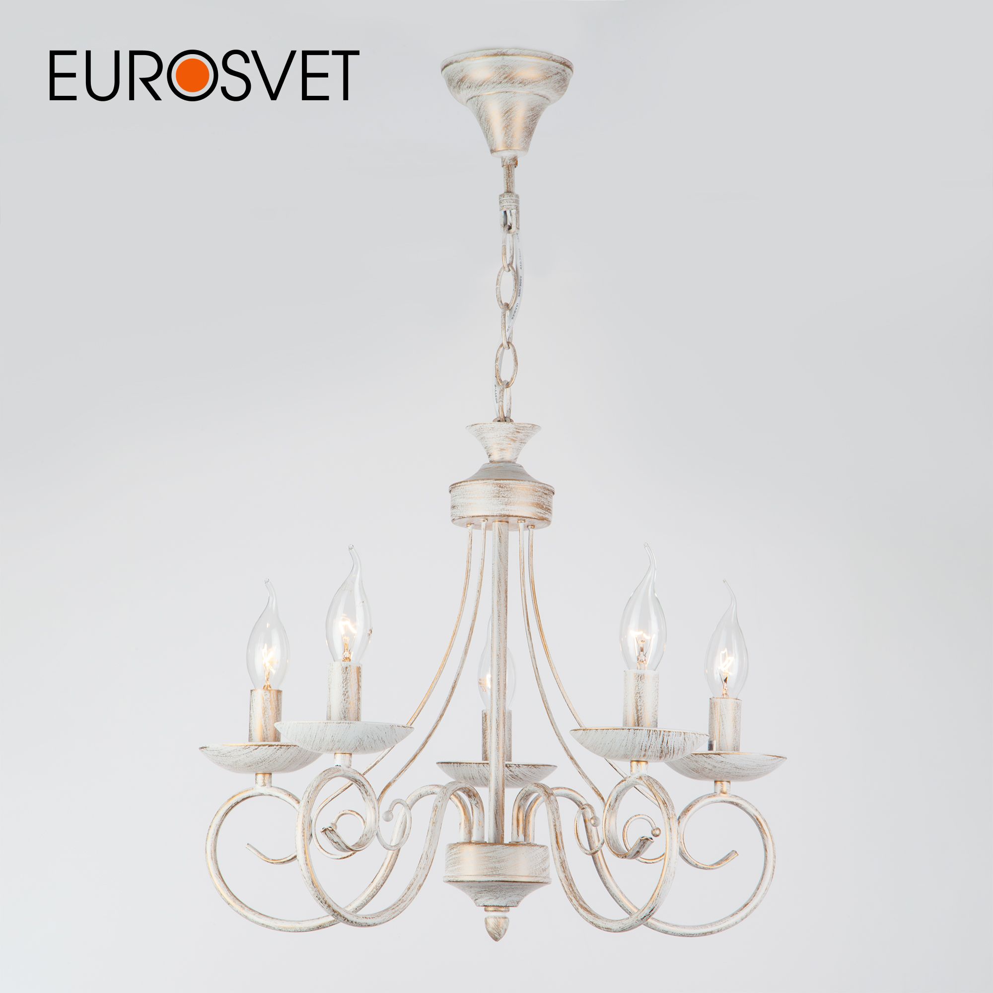 

Подвесная люстра на 5 рожков Eurosvet Provence 22404/5 Е14 белый с золотом, 22404/5