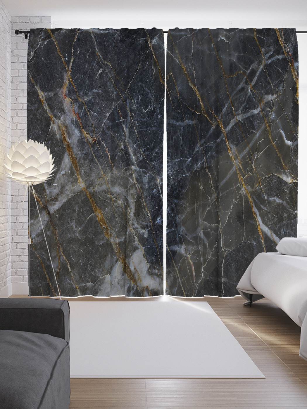 

Шторы JoyArty с фотопечатью "Прожилки на граните" из сатена, 290х265 см, Прожилки на граните