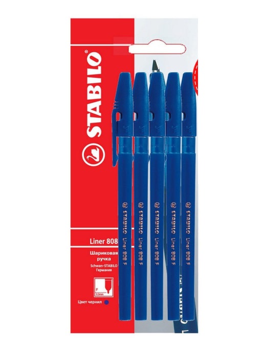 

Ручка шариковая с маслянными чернилами 0,3мм STABILO Liner, синяя (5шт)