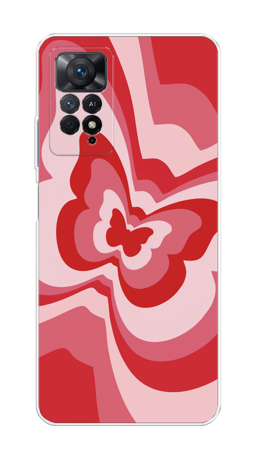 

Чехол на Xiaomi Redmi Note 11 Pro "Бабочка в стиле хиппи", Красный;розовый, 314750-1