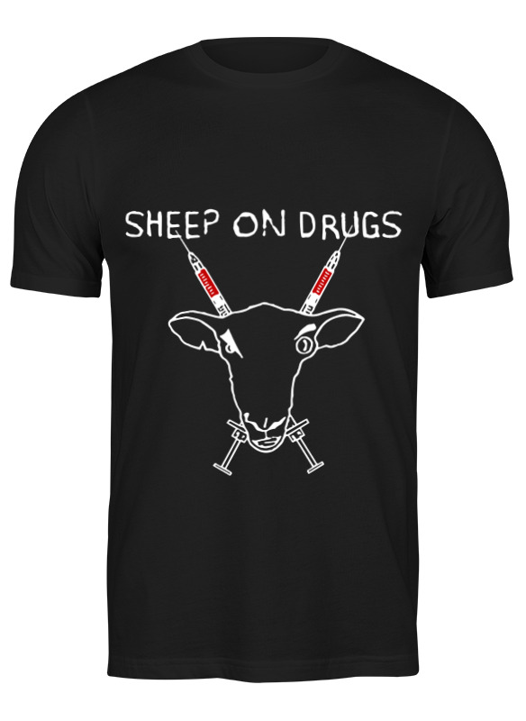 

Футболка мужская Printio Sheep on drugs черная M, Черный, Sheep on drugs