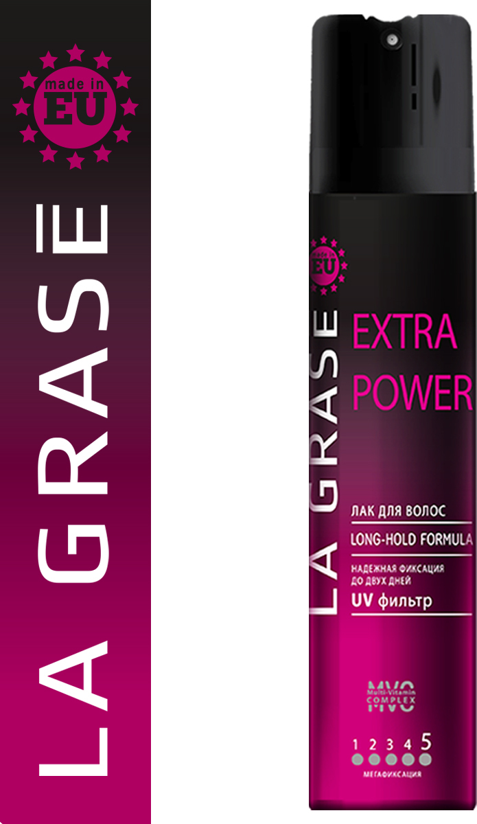 Лак La Grase Extra Power для укладки всех типов волос мегафиксация 75 мл