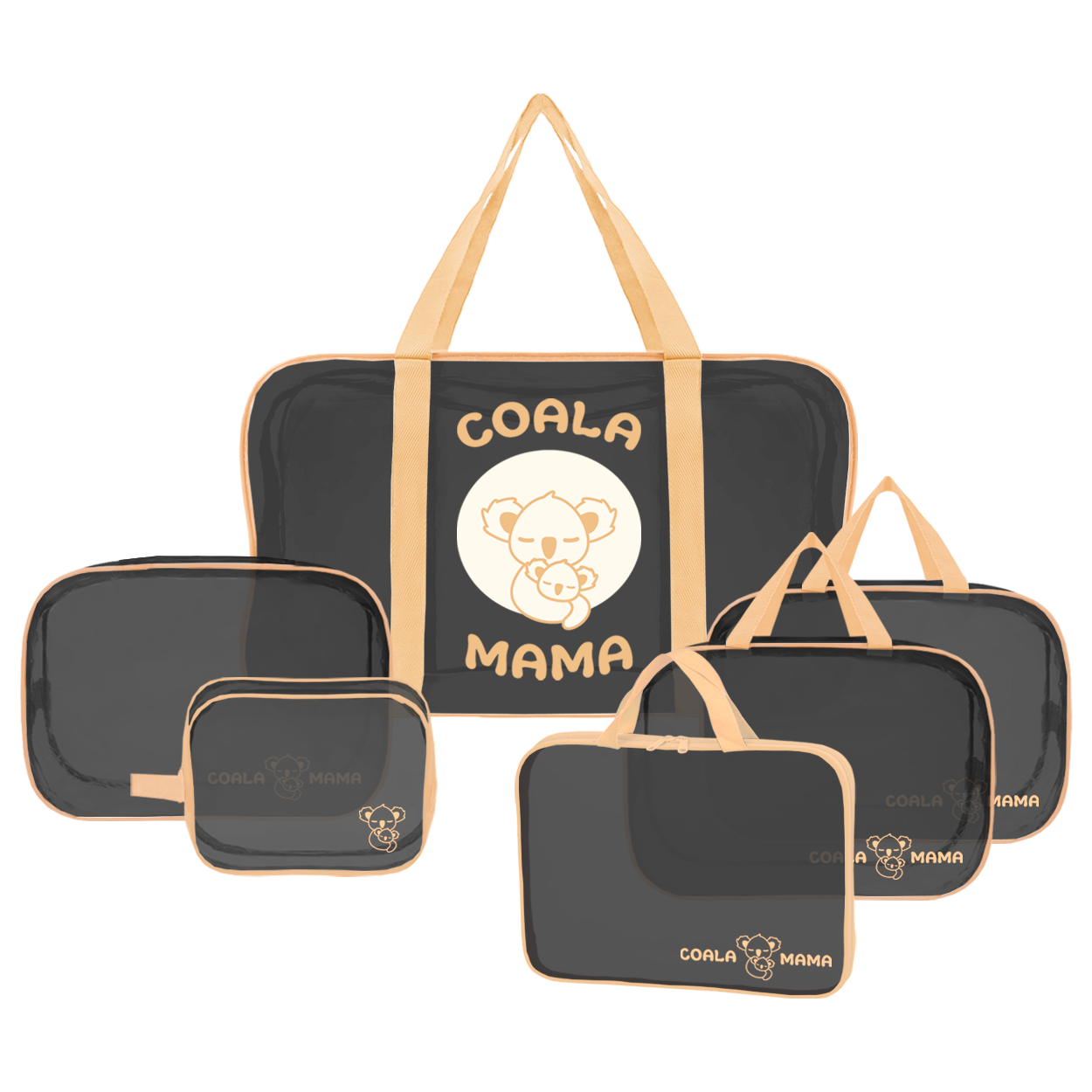 Набор сумок 5+1 в роддом Coala Mama Black Edition Gold