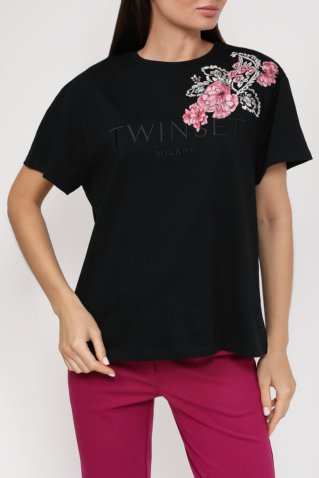 

Футболка женская TWINSET 232TP2711 черная XL, Черный, 232TP2711