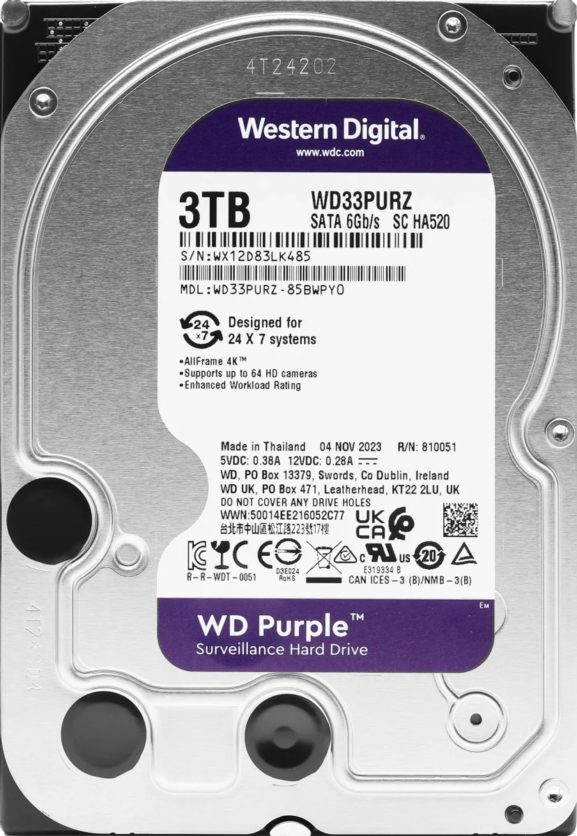 

Жесткий диск WD Purple 3 ТБ (WD33PURZ), Purple