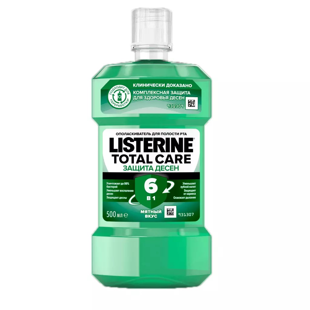 Ополаскиватель для полости рта Listerine Total Care Защита десен свежая мята 6 в 1 500 мл