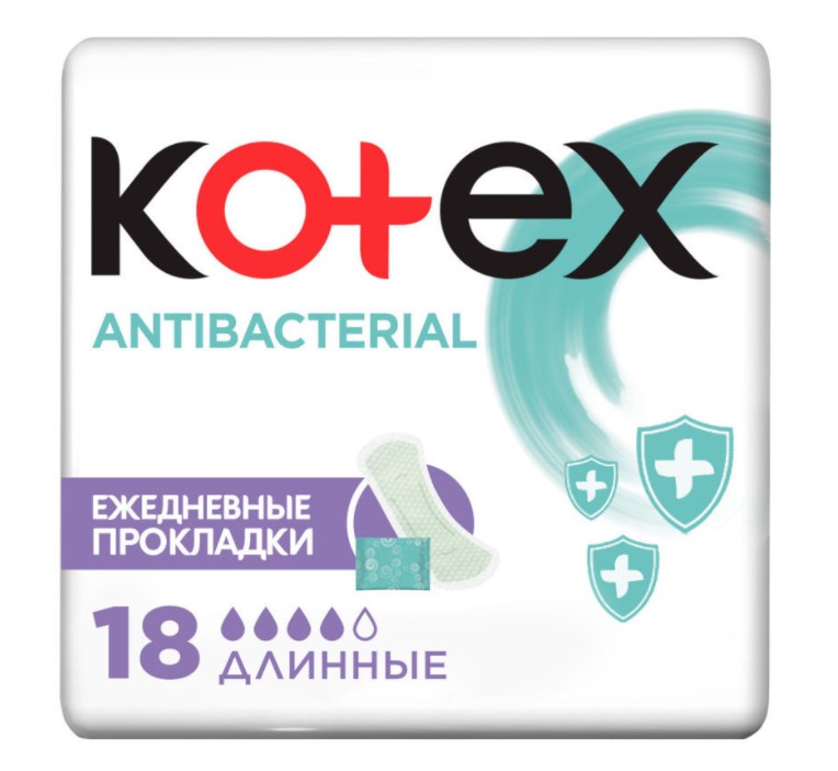 фото Прокладки удлиненные ежедневные kotex antibacterial 18 шт