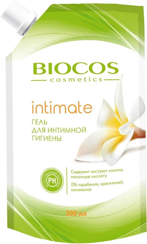 Гель для интимной гигиены Biocos с экстрактом хлопка и молочной кислотой 500 мл