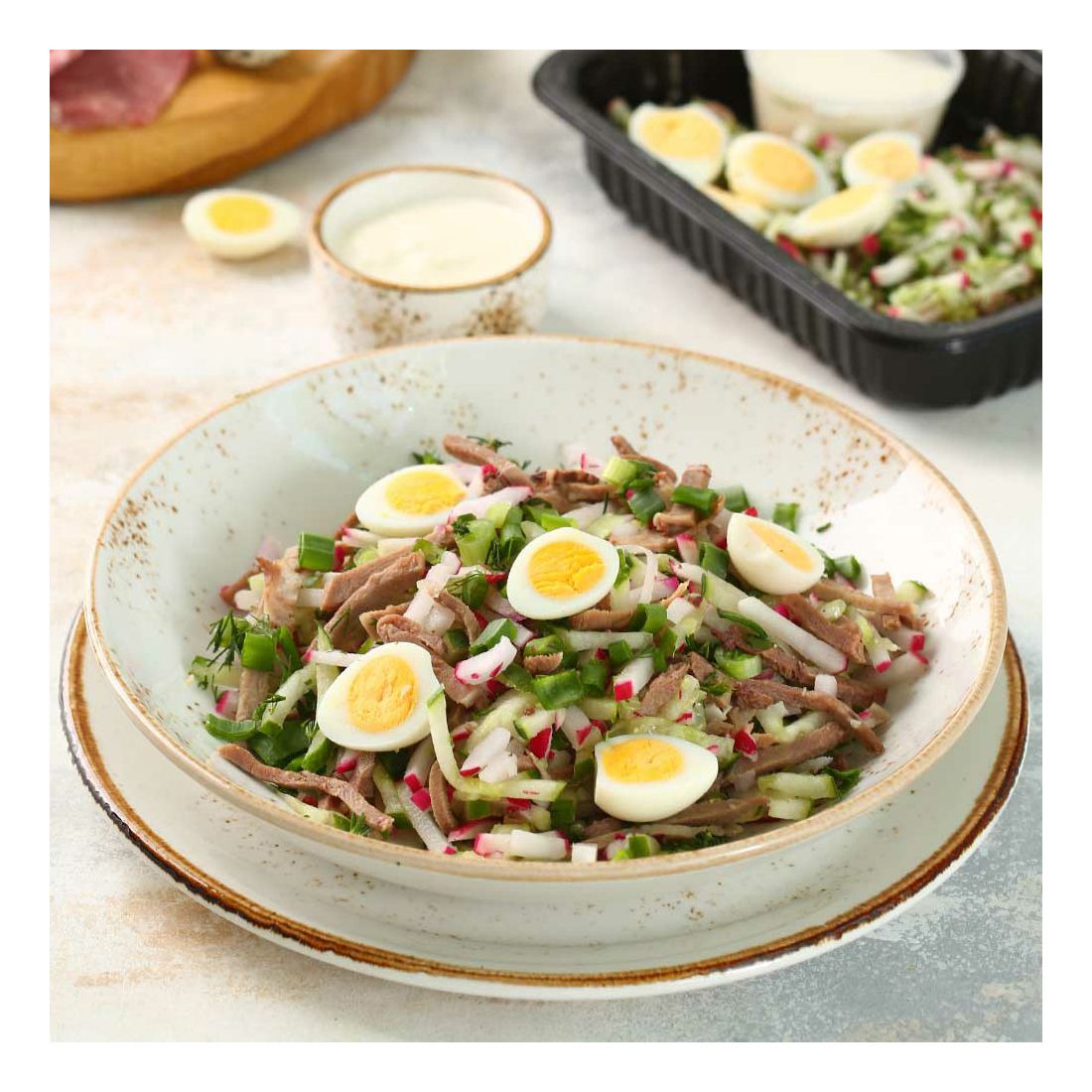 

Окрошка МясновЪ ШЕФ-ПОВАР с говяжьим языком