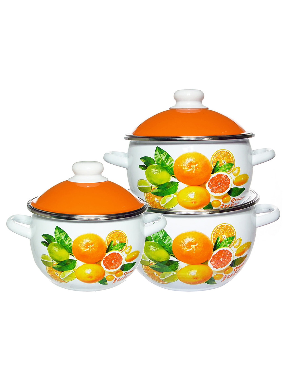 

Кастрюля эмалированная Alat Home Orange 3 шт., Белый