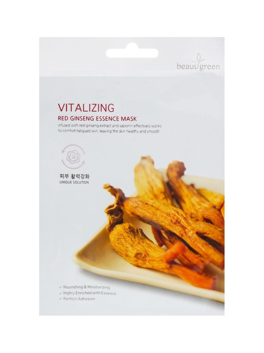 

Маска Beauugreen тканевая Premium Red Ginseng Essence Mask 23г, KT-8809389030651