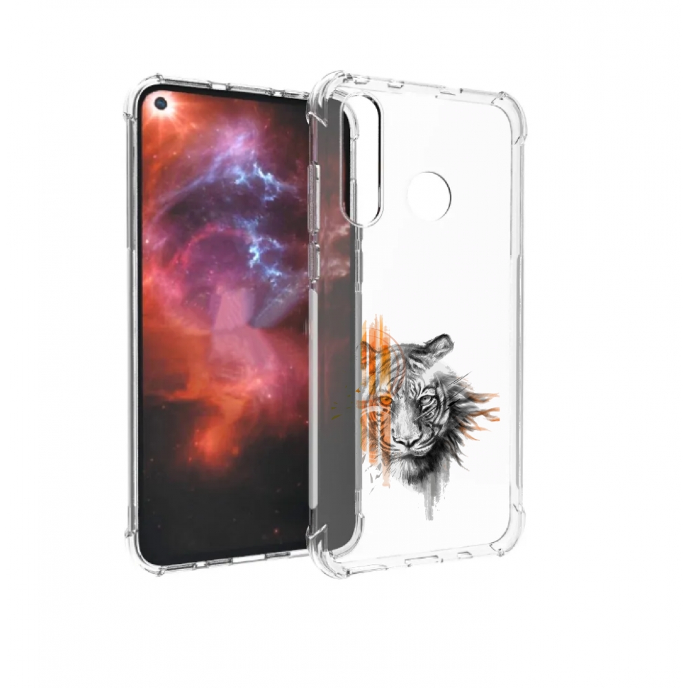 Чехол бампер MyPads огненный тигр для Huawei Nova 4 противоударный
