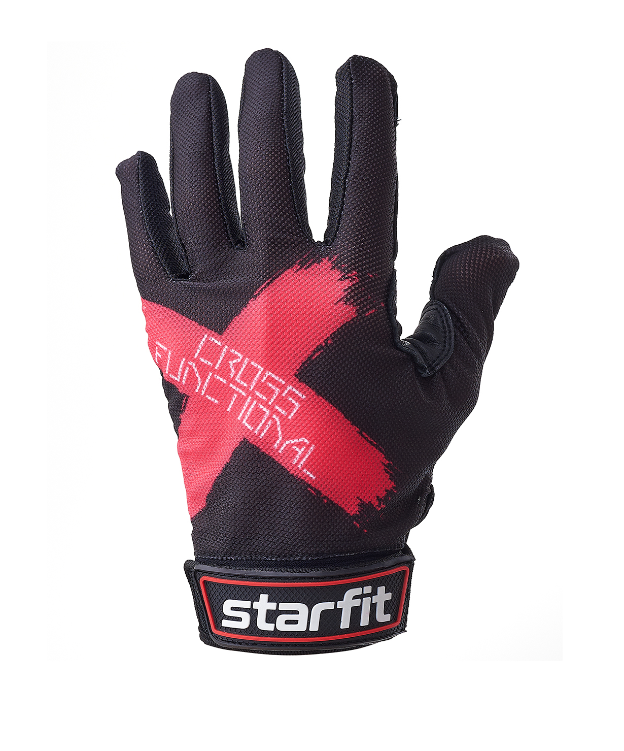 фото Перчатки для фитнеса starfit wg-104, с пальцами, черный/красный