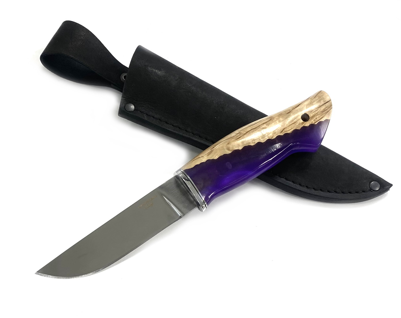Нож МП Носорог, Х12МФ, стабилизированная карельская береза, акрил фиолетовый