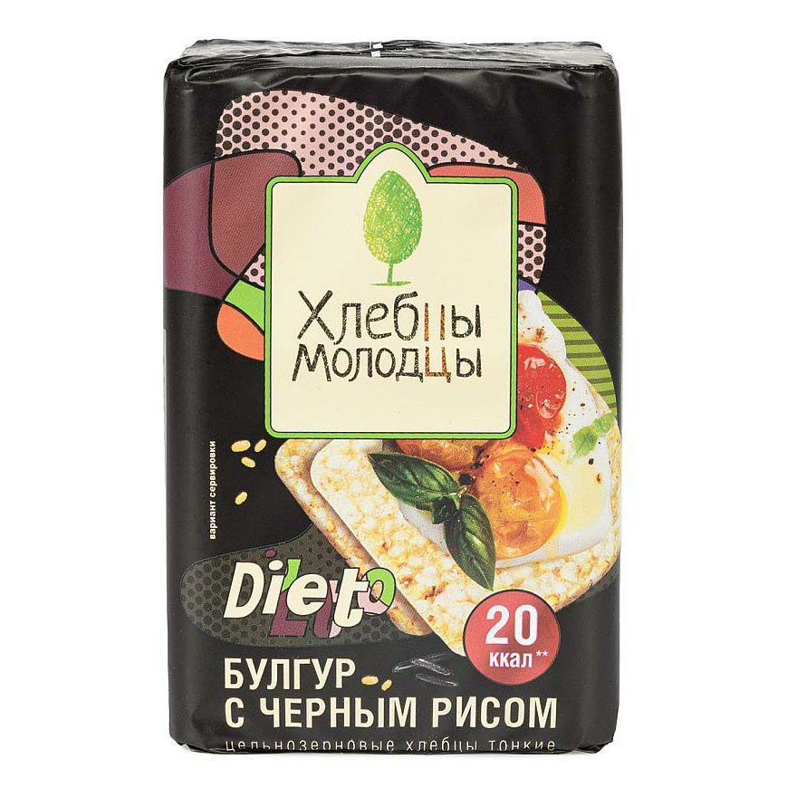 

Хлебцы пшенично-рисовые Хлебцы-Молодцы Diletto булгур с черным рисом 100 г