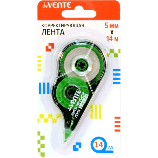 

Корректирующая лента deVENTE 5мм х 14м, Белый, Корректирующая лента