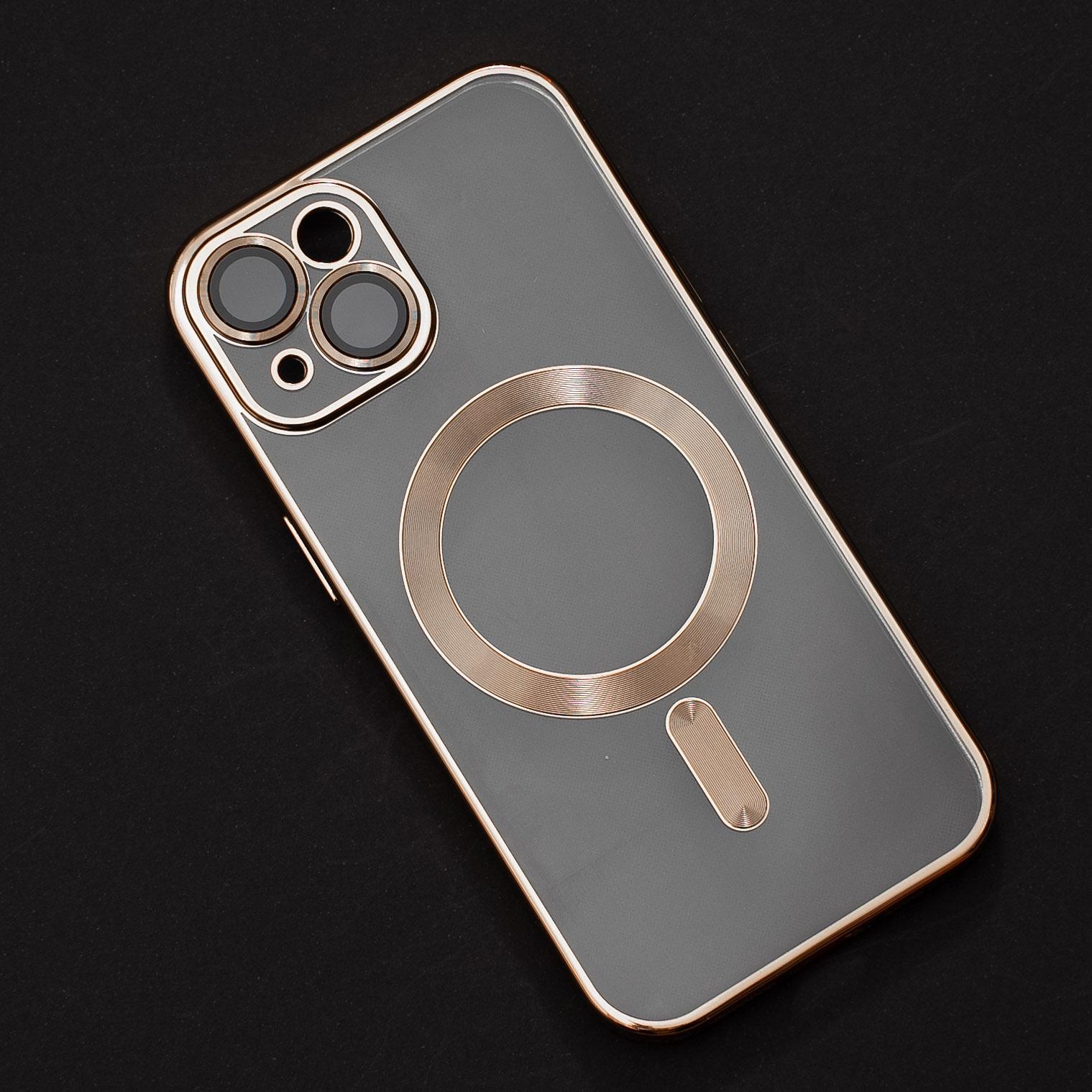 

Чехол накладка QVATRA для iPhone 15 с MagSafe, прозрачный, бронзовый, Золотистый, для iPhone 15 с MagSafe