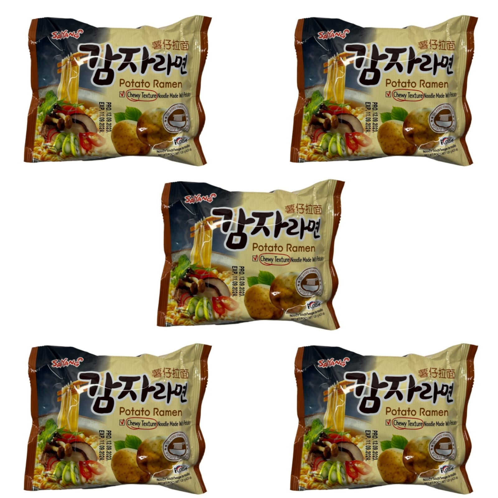 Лапша быстрого приготовления Samyang Potato Ramen картофельная, 120 г х 5 шт