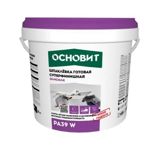 Шпаклевка готовая ОСНОВИТ ЭЛИСИЛК PA39 W суперфинишная 16 кг шпаклевка суперфинишная полимерная glims finish gloss pasta 4 5 кг